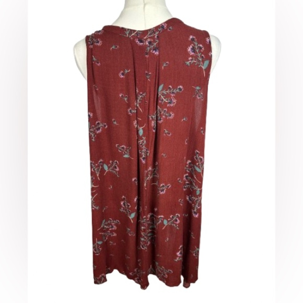 Free People Rust Floral Keyhole Swing Mini Dress Size S - Picture 3 of 5